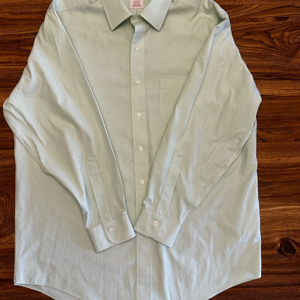 Brooks Brothers Light Green Striped Dress Shirt